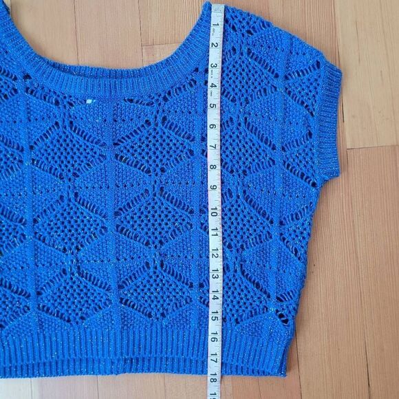 Vintage y2k candie's blue crochet crop top button details maximalist mcbling - Picture 8 of 8
